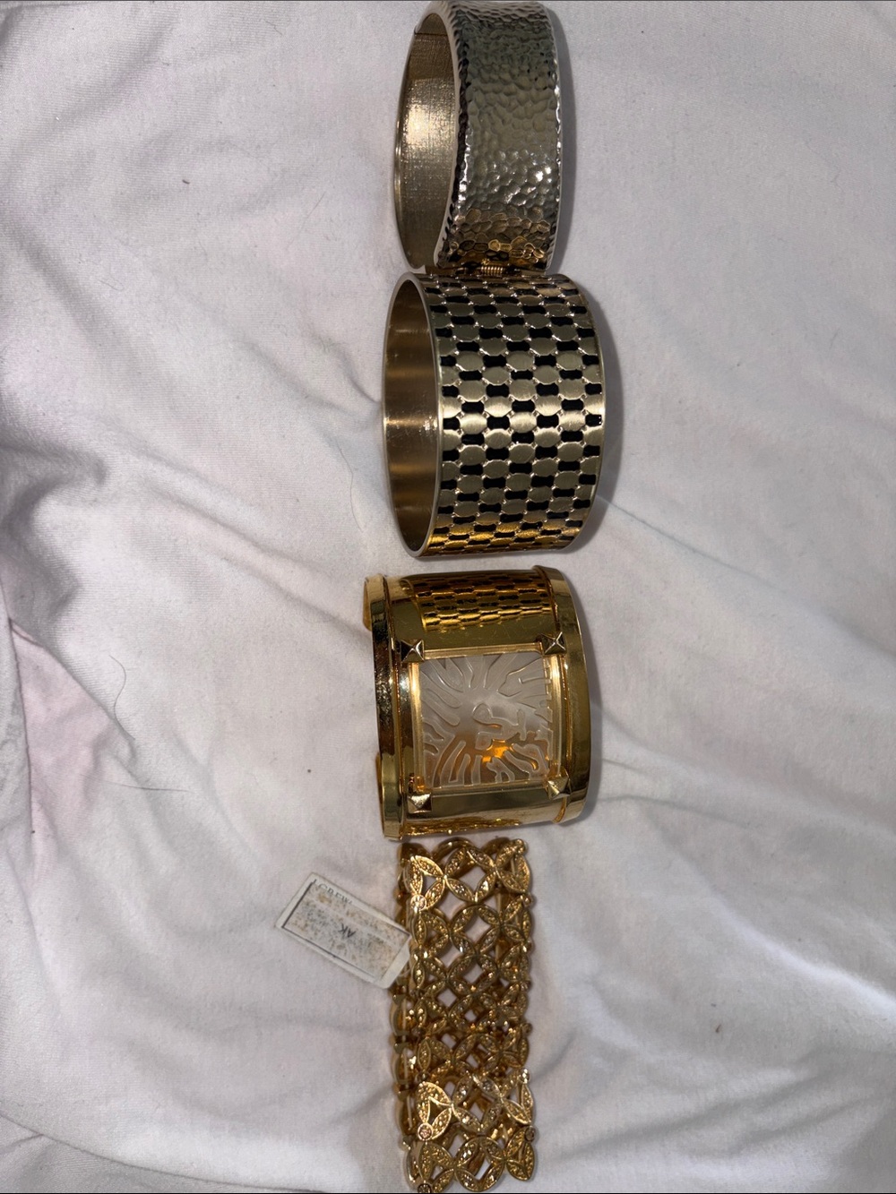 Anne Klein Gold Tone Wide Cuff Bracelets Set